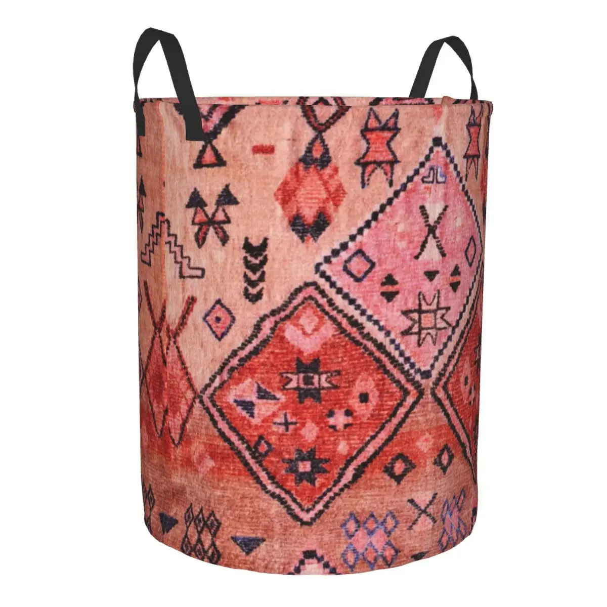 Boho Farmhouse Moroccan Style Laundry Basket Collapsible Bohemian Geometric Clothes Hamper for Nursery Kids Toys Storage Bag