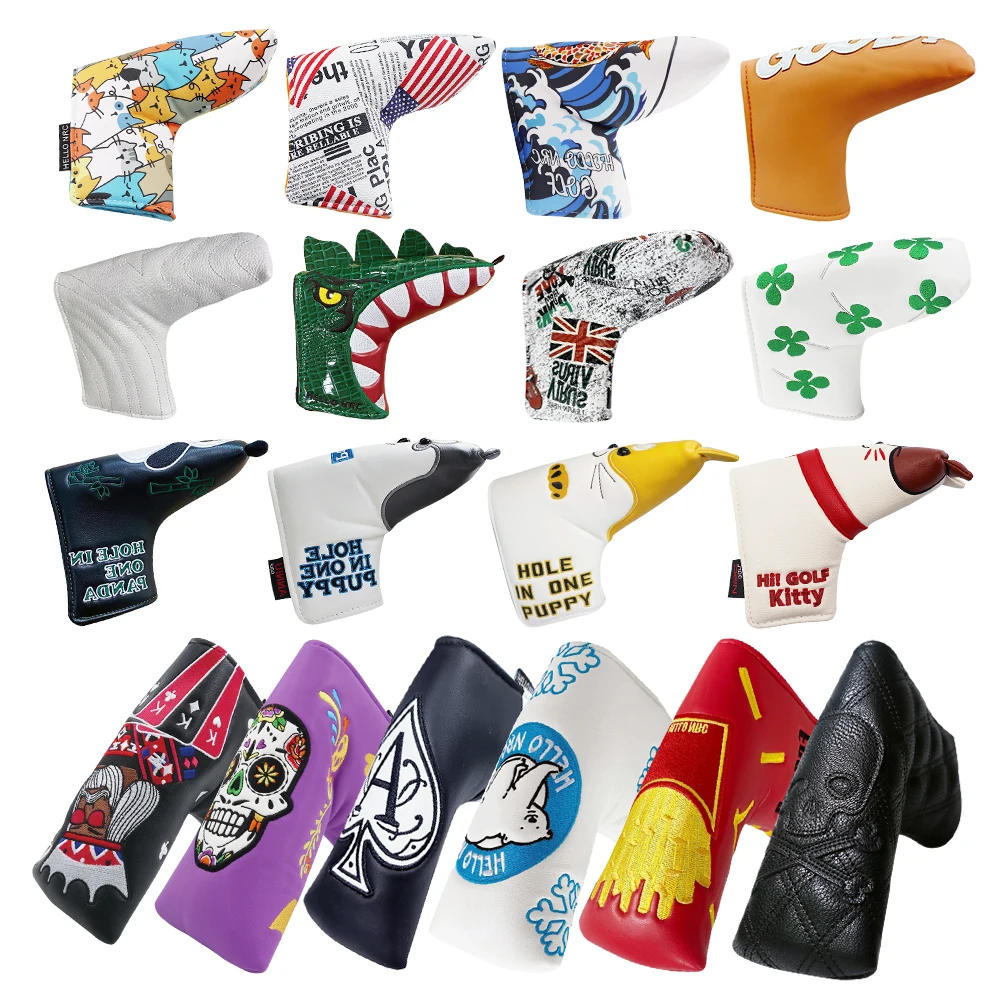 Golf Blade Putter Cover Golf Kopf bedeckung mehrere Stil magnetisches Zauber band offen schließen Golfschläger Schutz Kopf bedeckung Golf zubehör