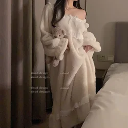 Pajamas Coral Velvet Female Autumn and Winter New Loose Comfortable Court Style Padded Thickened Facecloth Home Wear Suit Ladies