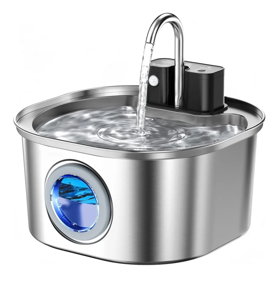 

2.2L Stainless Steel Wireless Recharging Sensor Cat Water Fountain Auto Drinking Fountain For Cats Dog Drinker