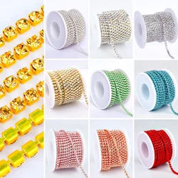 10 Yard Colorful Glass Claw Rhinestone SS6-SS16 Glitter Crystal Cup Chain Trimmings Sewing Rhinestone Cup Chain for DIY Cloth