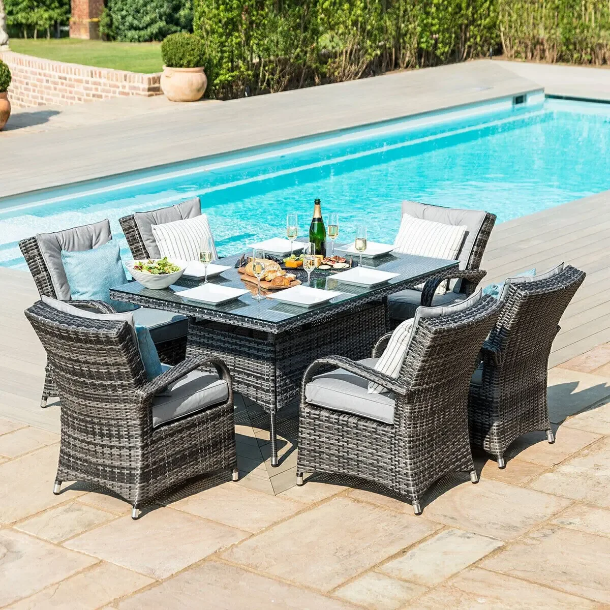 

-Garden Furniture Outdoor Dining Set With Ice Bucket Outdoor Table And Chairs Patio Wicker Furniture Sets