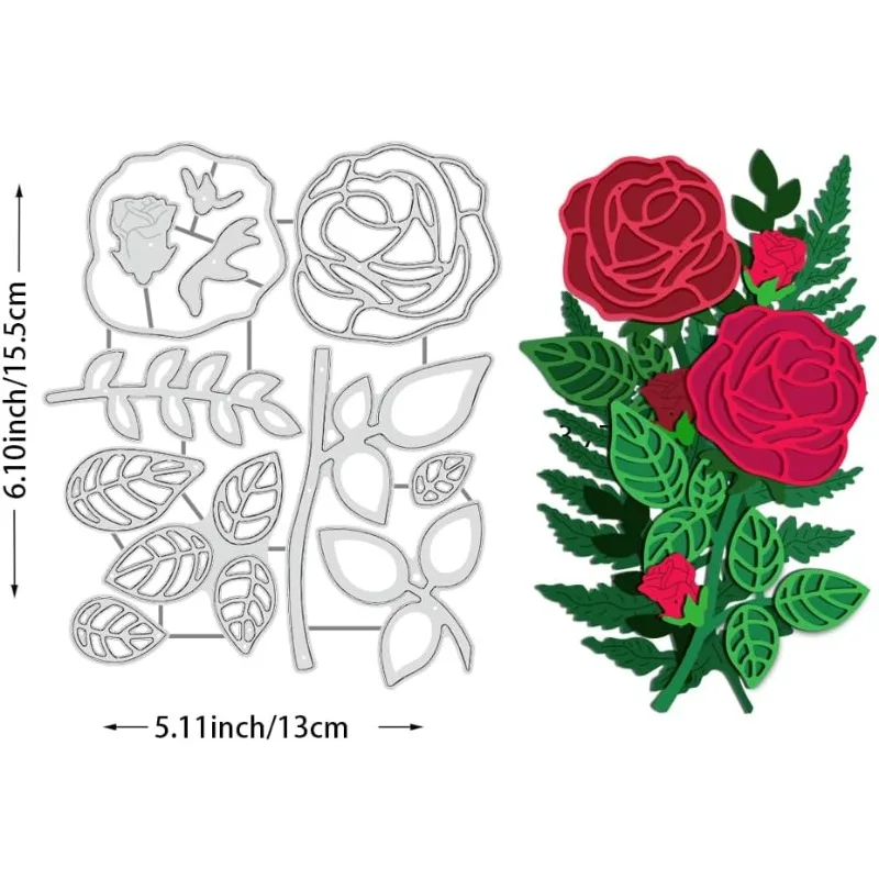 1pc Rose Flower Metal Die Cuts Flower Leaf Cutting Dies Cut for DIY Craft Handmade Embossing Scrapbooking DIY Card Crafts Making