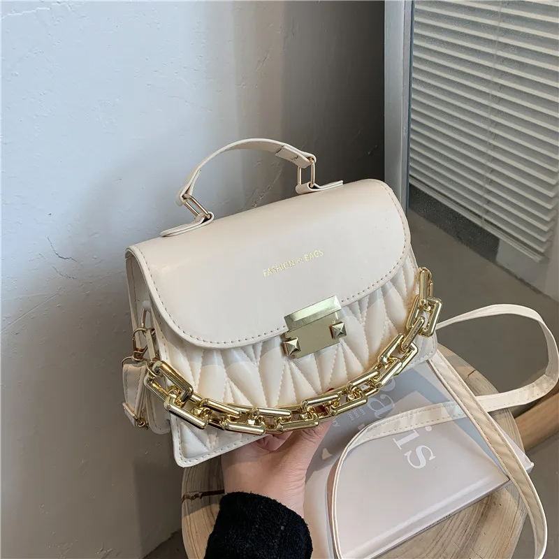 Bolso texturizado con cadena para mujer, bandolera pequeña cuadrada de marca de lujo, estilo coreano, a la moda, 2023