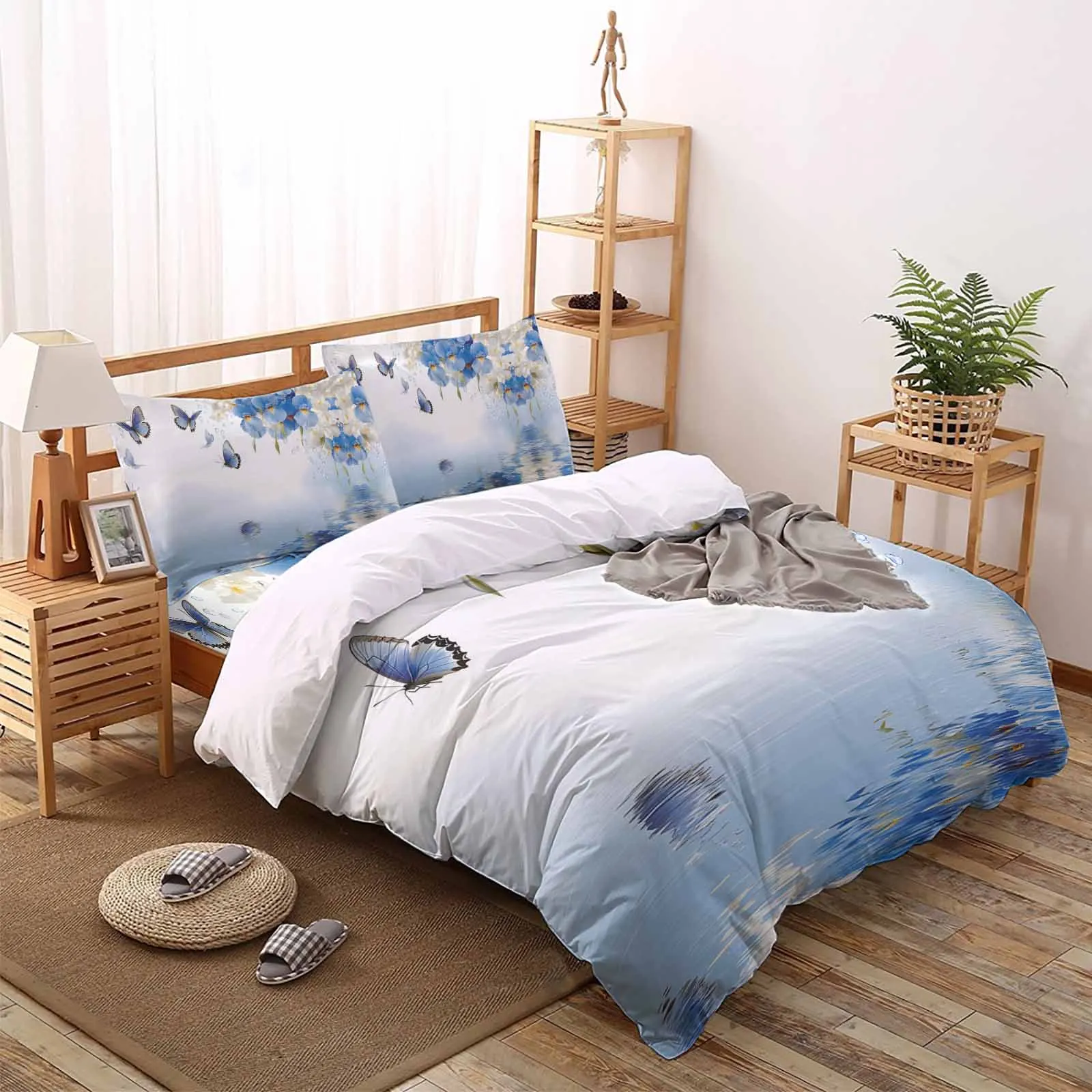 

Modern Butterfly Clear Lake Reflection Comfortable Household Goods Bedroom Bed Luxury Duvet Cover 2/3/4 Pieces