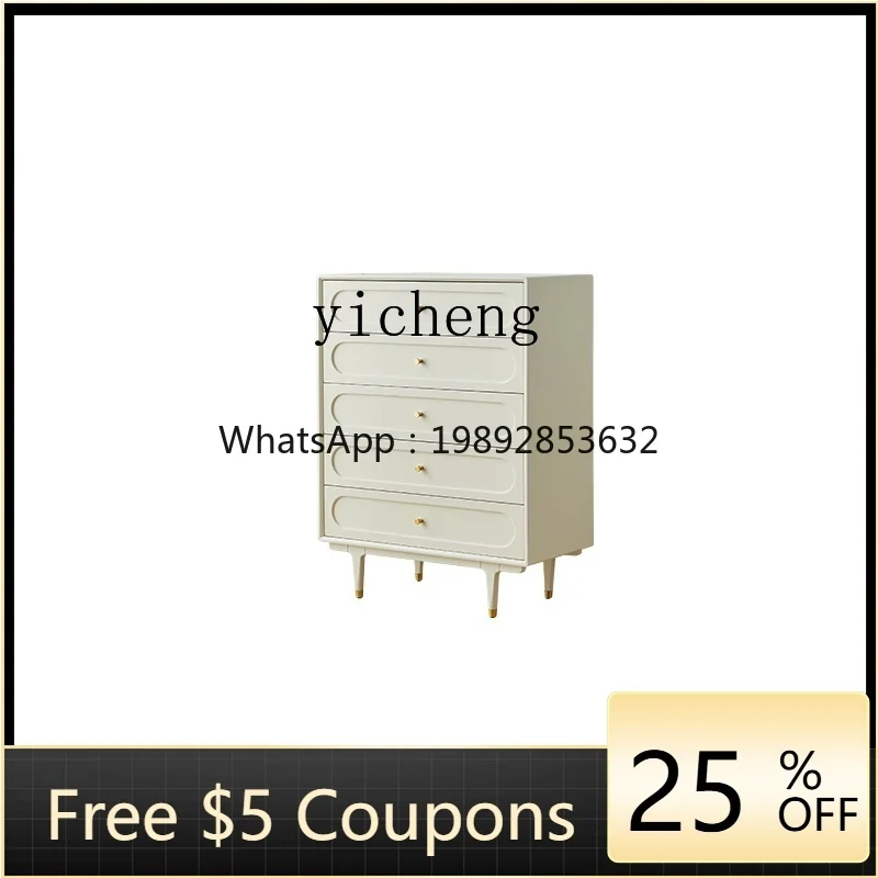 

Cream Style Light Luxury Solid Wood Locker Simple Bedside Living Room Side Cabinet Storage Cabinet