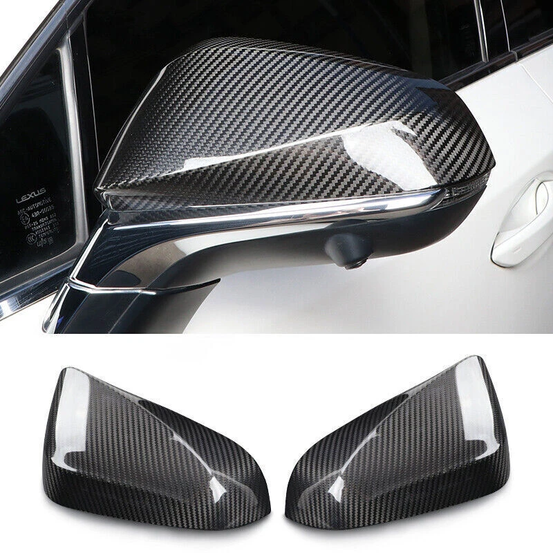 

2Pcs Rearview Side Mirror Covers Cap For Lexus NX 250 350h 450h 2022 Right Hand Drive RHD Carbon Fiber Gloss Black White