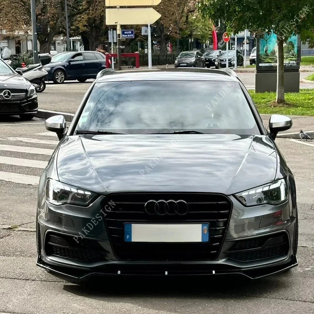 Front Bumper Lip Spoiler Splitter Diffuser For Audi A3 S3 8V TFSI TDI S-line 2013-2016 Pre-facelift ABS Black Body Kits Tuning view 3