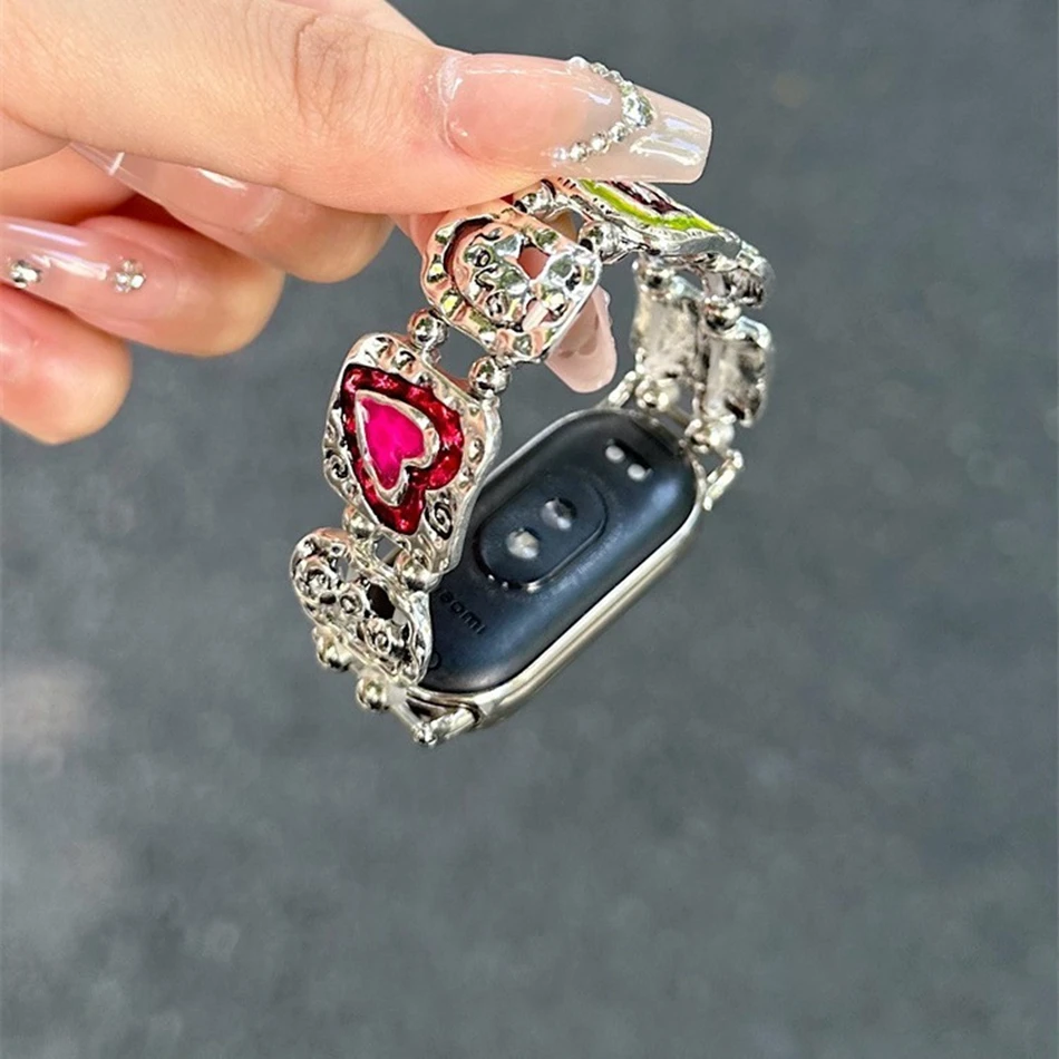 Strap For Xiaomi Mi Band 10 9 8 Pro Fashion INS Dopamine Beaded Watchband For Miband 8Pro 9 Pro Bohemia Metal Bracelet Wristband