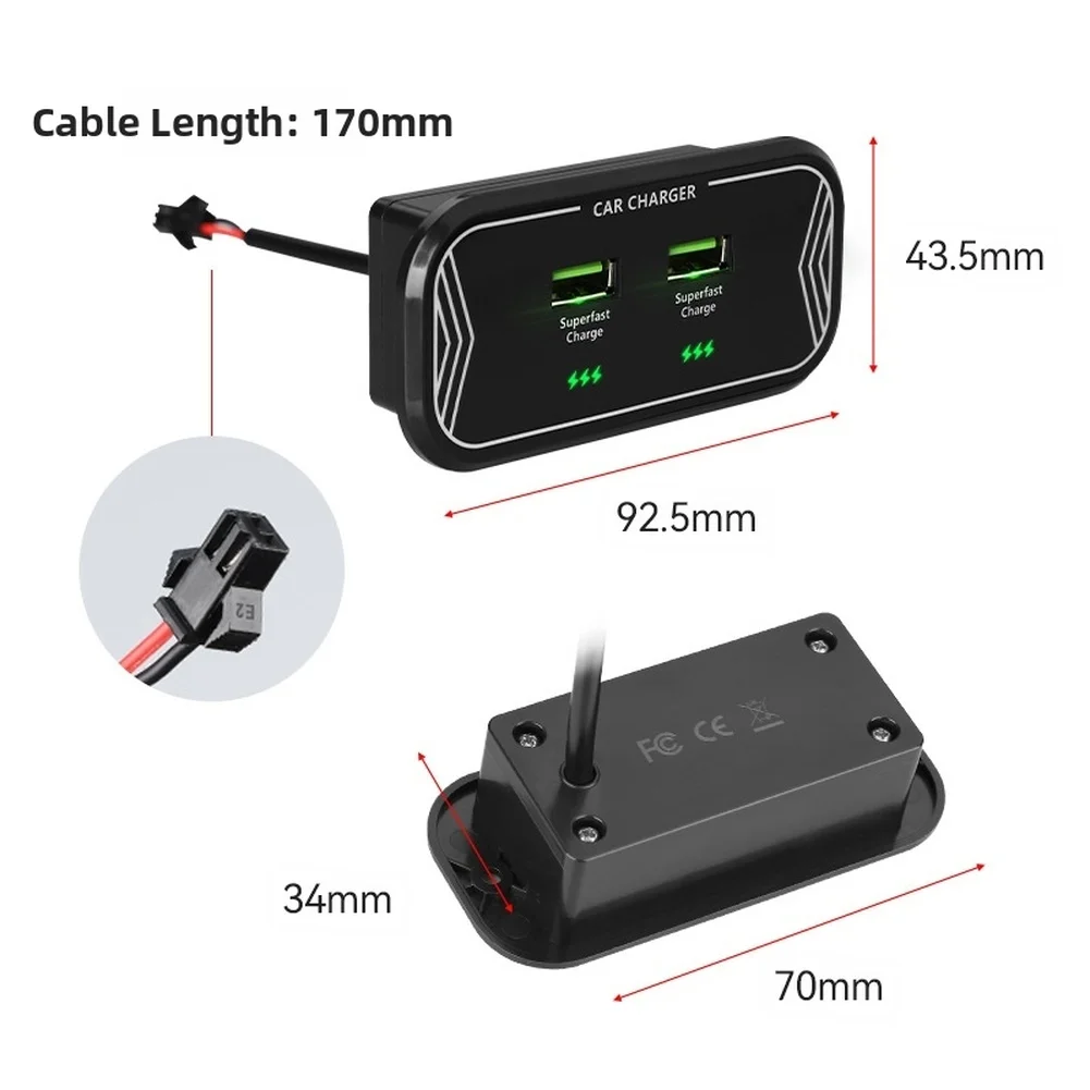 شاحن سيارة سريع مع مخرج USB مزدوج 45 وات متوافق مع مصدر طاقة السيارة 12 فولت مناسب للسيارات والمدربين #3