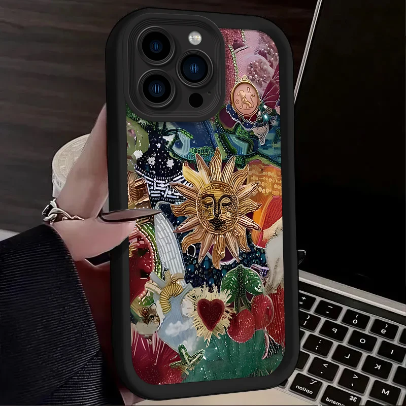 Retro Sun Planet Cocktail Phone Case for OnePlus 12 12R 11 11R 10R 8T Nord CE Ace 2 3 4 Lite 4G 5G Soft Silicone TPU Back Cover
