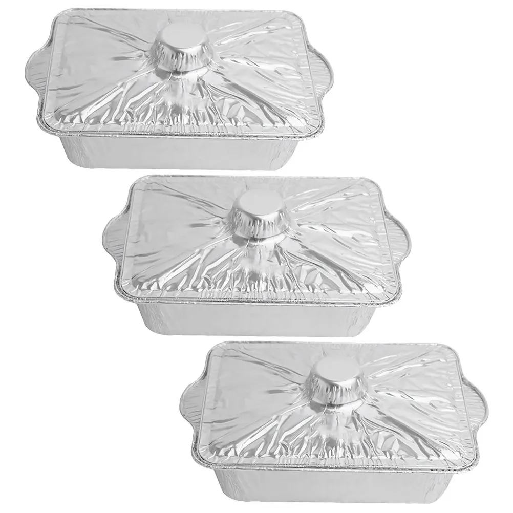 

3Pcs Aluminum Foil Pan Rectangle Tinfoil Pots for Bbq Camping Picnic Air Fryer Oven Heat Resistant Disposable Baking Containers