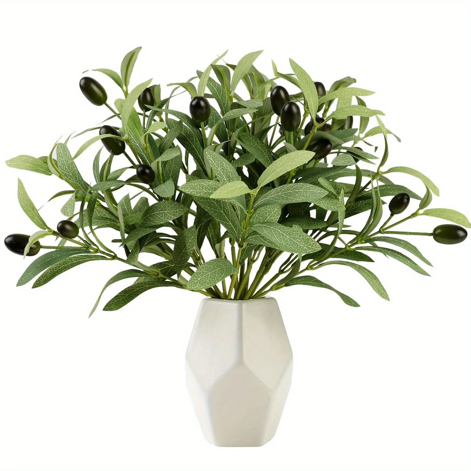 1-6pcs Faux Olive Leaves Stems 15