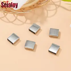 Seialoy 5pcs 11*12*3mm Casing Charm Fit Diy Lettering Engraving Stainless Steel Mesh Bracelets For Women Child Jewelry Accessory