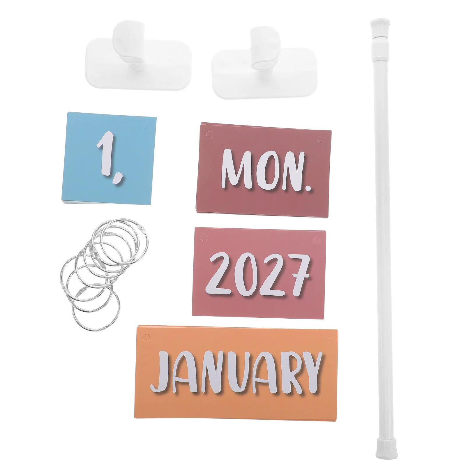 1Set Perpetual Classroom Calendar Boho Rainbow Bulletin Board 2026-2029 Flip Calendar Hanging Rod Teacher Organization Daily view 3