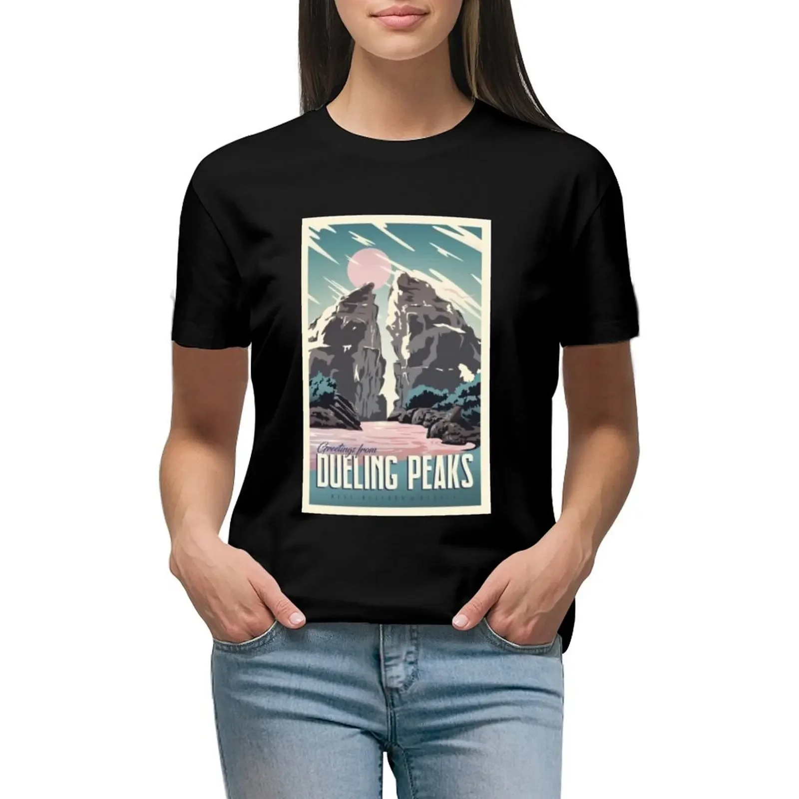 

Greetings from Dueling Peaks T-Shirt funny Blouse animal prinfor aesthetic clothes t-shirt dress for Women long