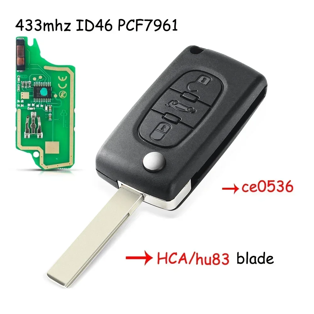 KEYYOU Für Citroen C4 C5 C6 C8 Xsara Picasso Für Peugeot 107 207 307 308 CE0536/0523 Fernbedienung Auto Schlüssel FRAGEN/FSK 434 Mhz