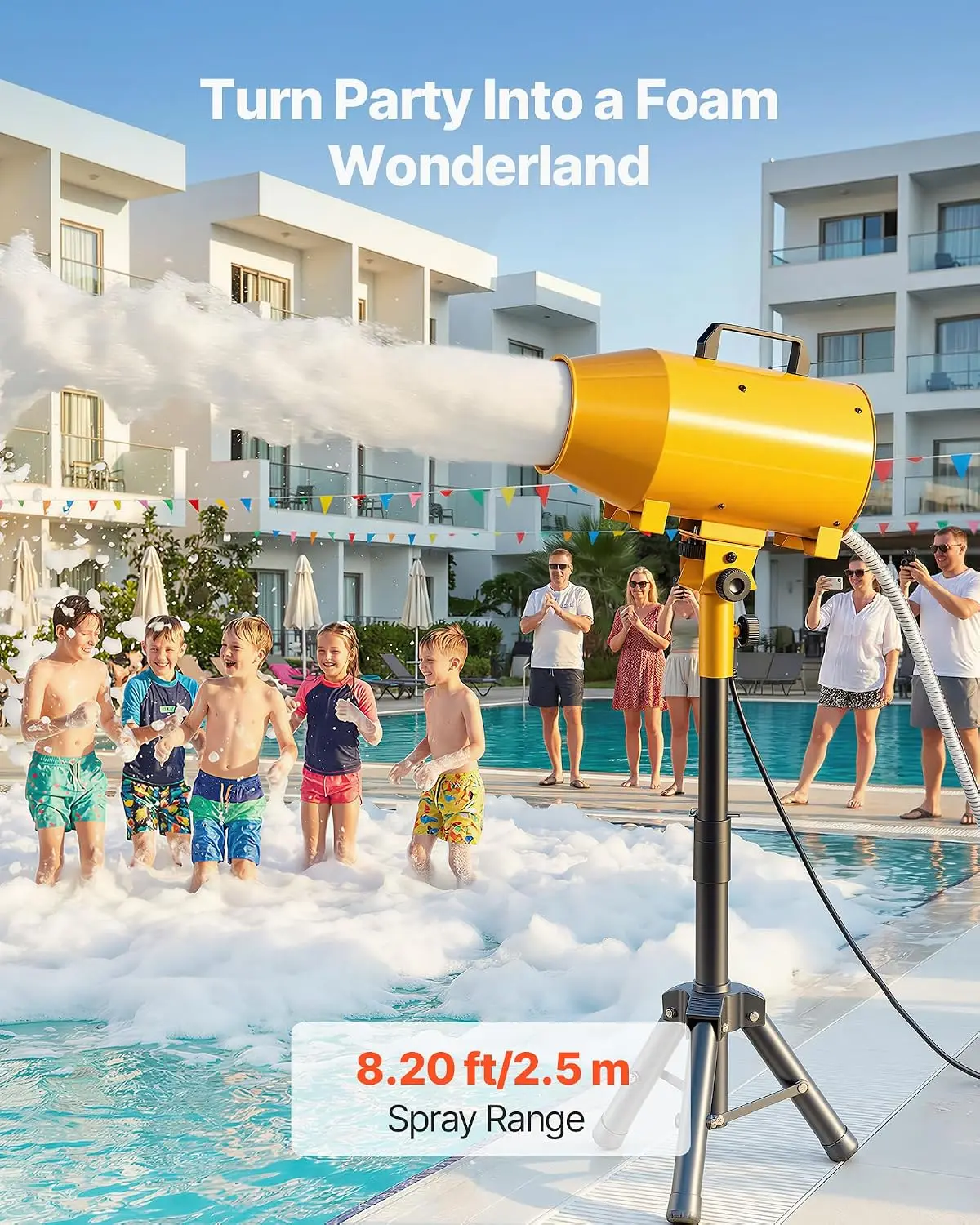 Foam Machine, Adjustable Angle Control Foam Cannon Party Machine, Bubble Cannon with Fan & Triangular Structure, Dense Foams Mak