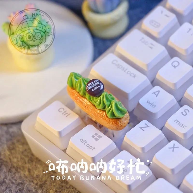 Cream Puff Theme Keycaps Set Shift Key Enter Key Convex Nail Art Extension Keycap Custom Original Handmade Accessories Gift DIY