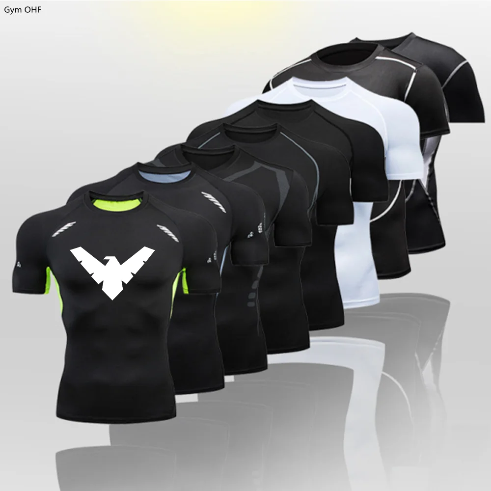 Nightwing Running Shirt Tops Clothing Men Gym Sport Tshirt Quick Dry Compression Swearshirt Gym Fitness Breathable Sportswear