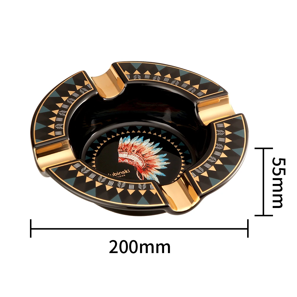 LUBINSKI Round Ashtray Cigar Accessories Home Portable Table Cigar Ash Tray 4 Slot Tube Luxury Ashtrays