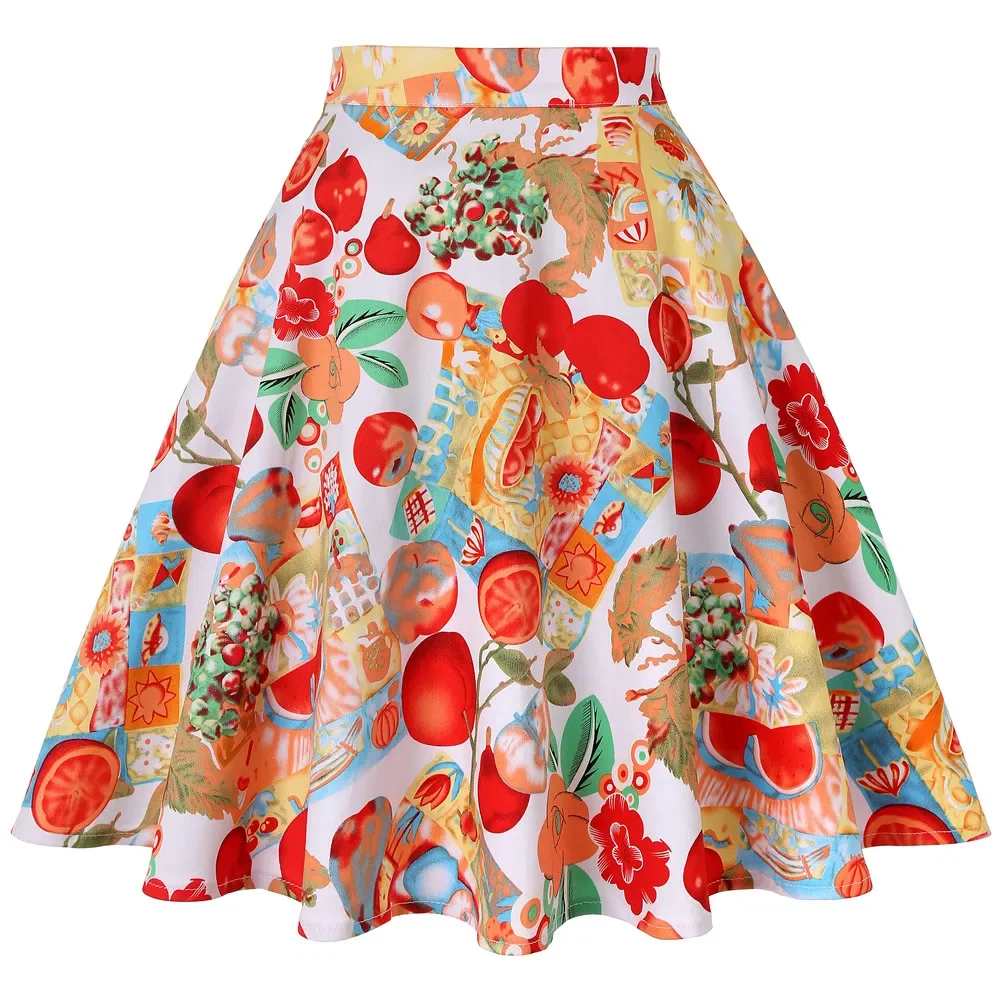 Gonna estiva Midi Sexy da donna in cotone a pois rosso piccola Pin Up gonna a vita alta retrò Vintage Rockabilly anni \'50