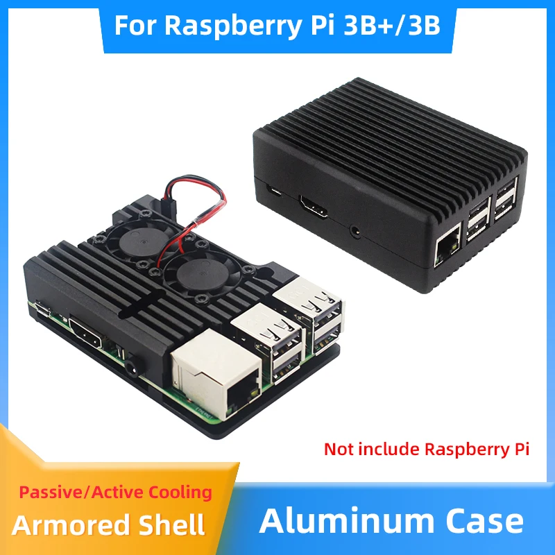 Raspberry Pi 3B+ 3B Aluminiowa obudowa Aktywne chłodzenie pasywne Metalowa pancerna obudowa do RPI 3B 3B+