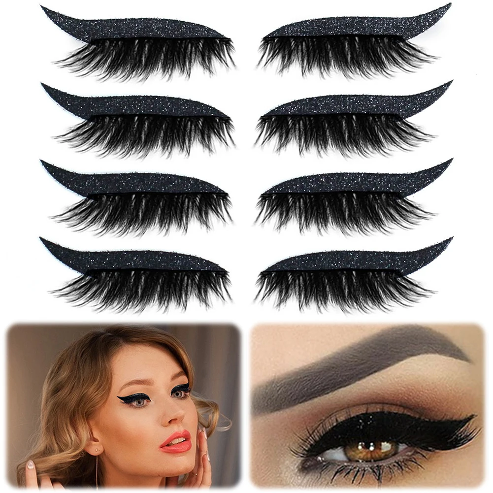 4 paar Lazy Eye Shadow Eyelash Patch Zelfklevende eyeliner oogschaduwstickers Herbruikbare instant oogschaduwstickers Make-uptool