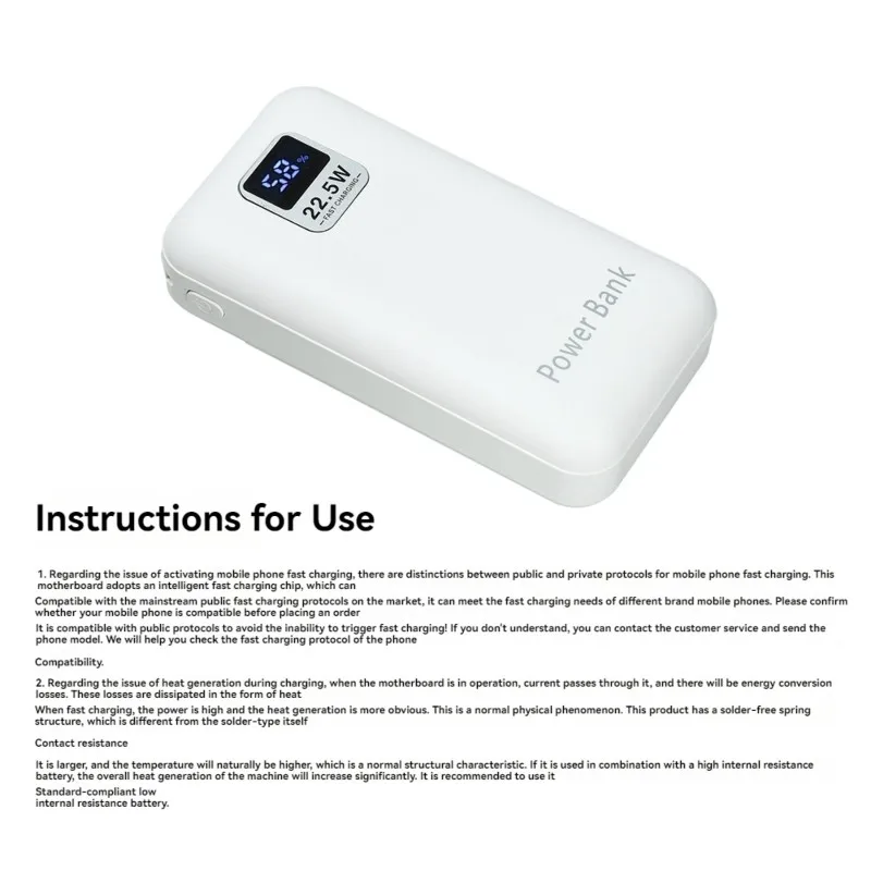 Efficient 21700 Battery Case Power Bank DIY Solderless Assembly 22.5W Super Fast Charging Detachable Power Bank Kit White