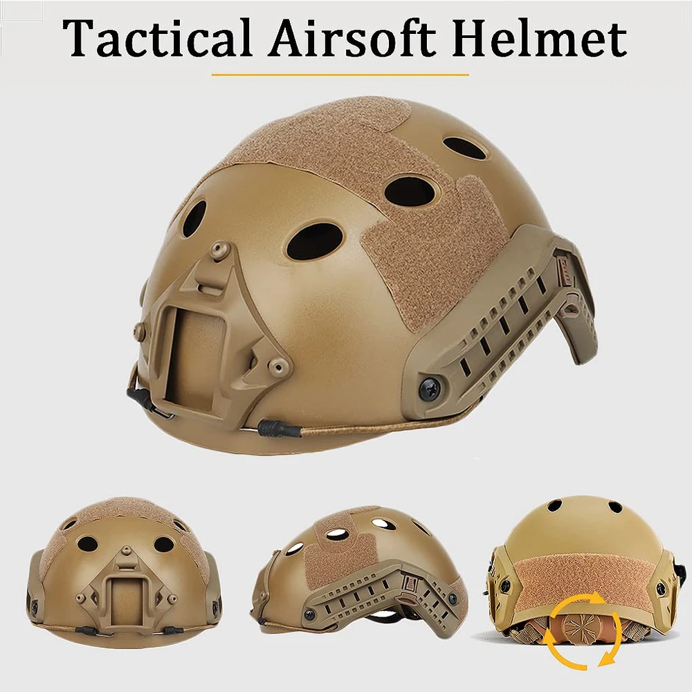 Airsoft Tactical Helmet Set with Fast Helmet Balaclava Steel Mesh Mask Tactical Headset Helmet Night Vision Goggles Mount L4G24