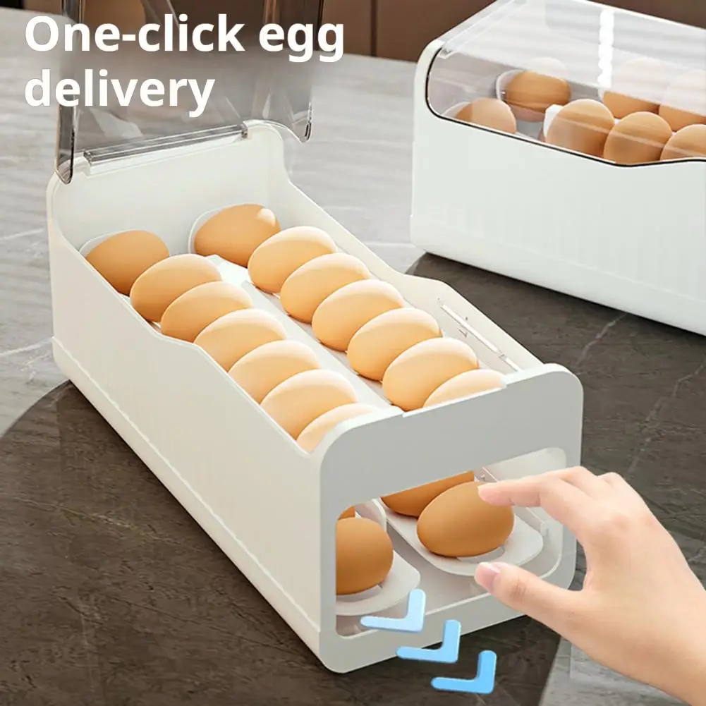 Refrigerator Egg Organizer Easy-view Egg Container Transparent Stackable Refrigerator Egg Storage Box with Capacity for Kitchen