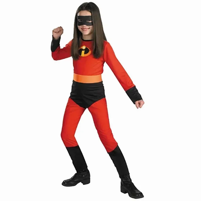 Kid Halloween Costumes Anime Girl Mr Incredible 2 Cosplay Costume Boy Superhero Fancy Dress Up Children Red Jumpsuit with Mask