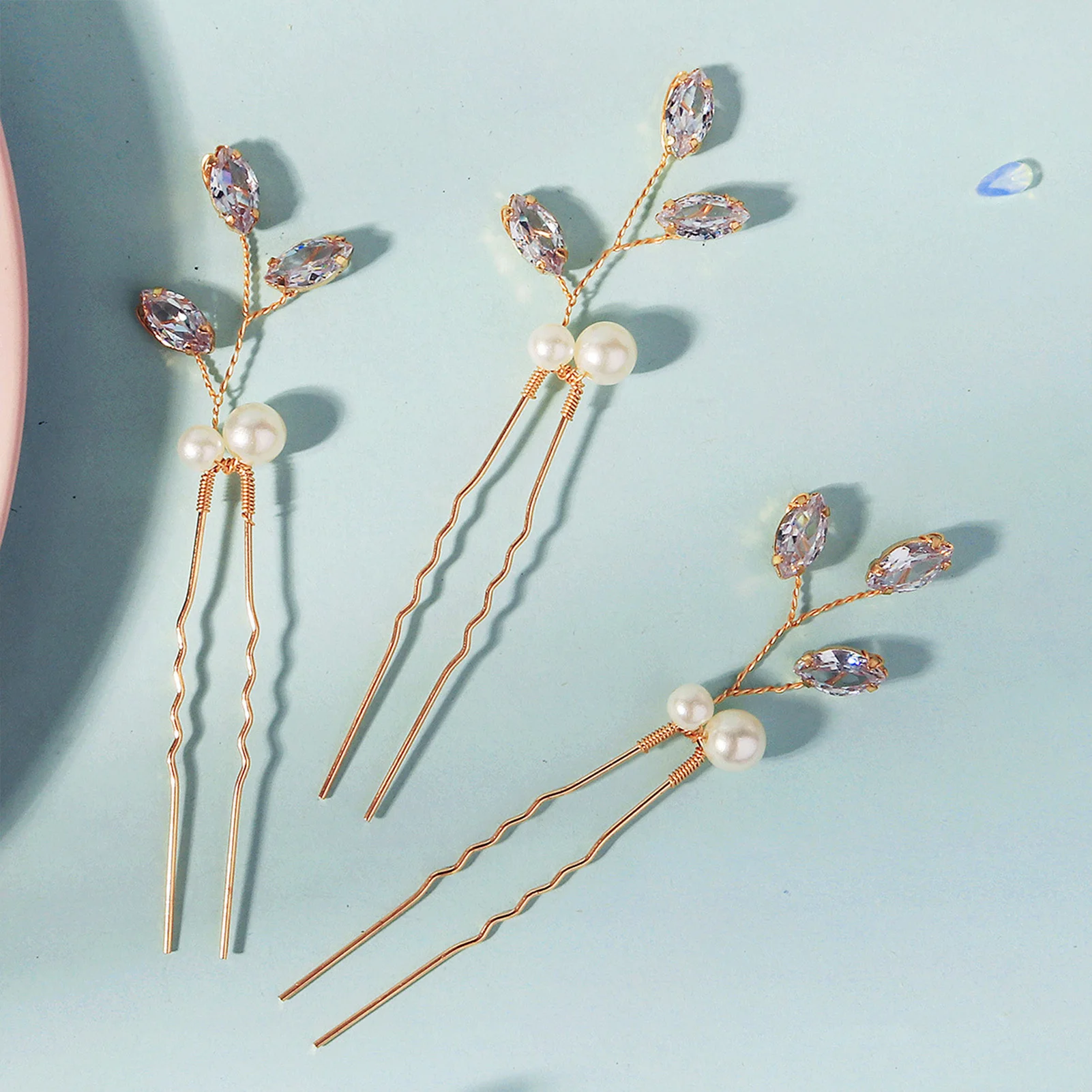 3 قطعة U-شكل اللؤلؤ دبوس الشعر مجموعة موضة بنات حفلة موسيقية التيجان خمر دبوس الشعر الشوك الشعر مجوهرات للنساء العروس خوذة أغطية الرأس