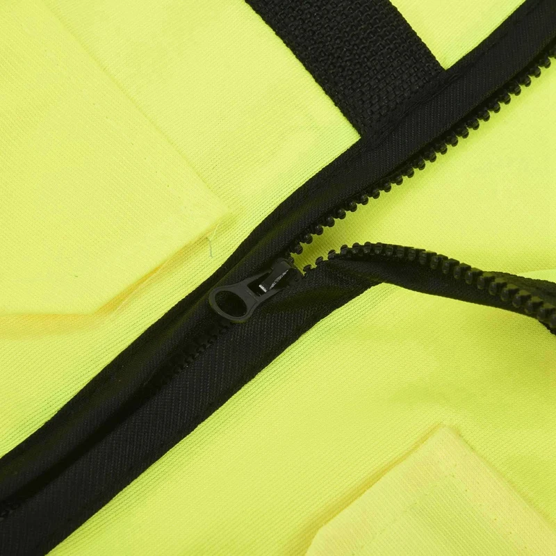 2X7 карманов, класс 2, защитный жилет на молнии спереди с высокой видимостью, желтый жилет со светоотражающими полосками (X-Large)