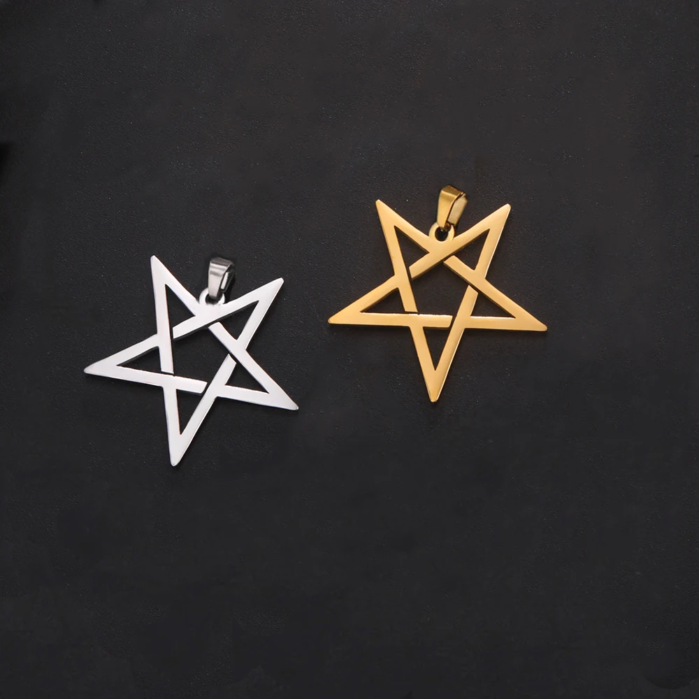 EUEAVAN 5pcs Inverted Pentagram Pentacle Stainless Steel Charms for Jewelry Making Amulet Witchcraft Necklace Earrings Pendant