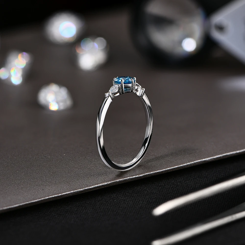 MINTYBOX – bague Moissanite bleue colorée pour femmes, couleur D, coupe ronde, 0,5 ct, couleur unie, or 10K 14K 18K, bijoux de fête d'halloween, nouvelle collection