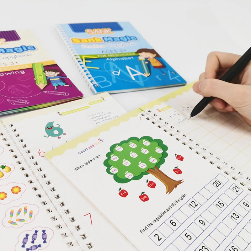 SANK Montessori Reusable Magic Book Calligraphy Copybook Children's Notebook For Calligraphy Handwriting Copybook Writing Gifts