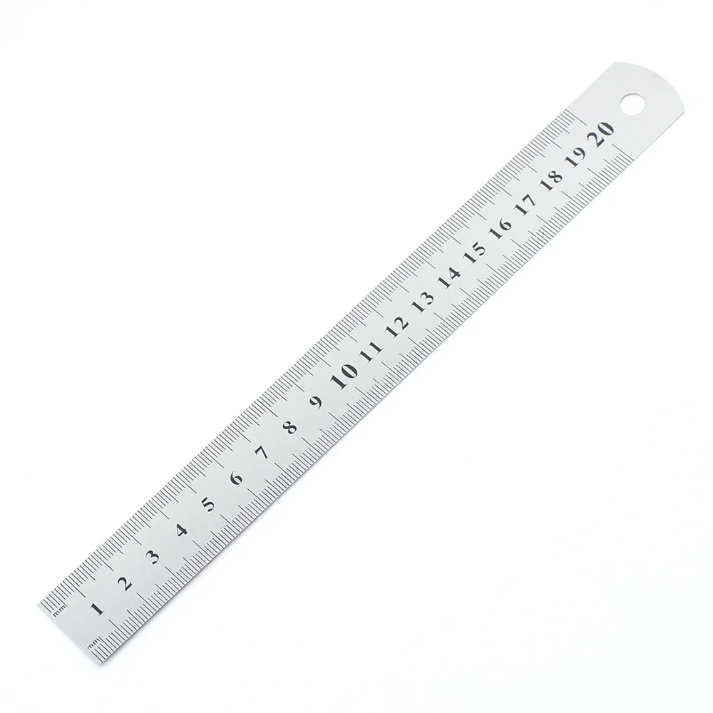 1 szt. 20cm 8-calowa linijka prosta precyzyjna metalowa linijka ze stali nierdzewnej dwustronna nauka artykuły biurowe