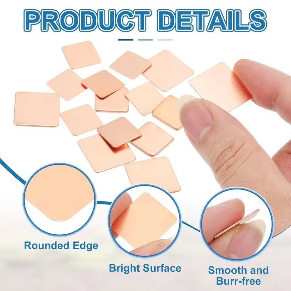 New 0.3mm-1.5mm Thickness Laptop Copper Sheet Plate 15x15mm 20x20mm Strip Shim Copper Pad For GPU CPU Chip RAM Cooling
