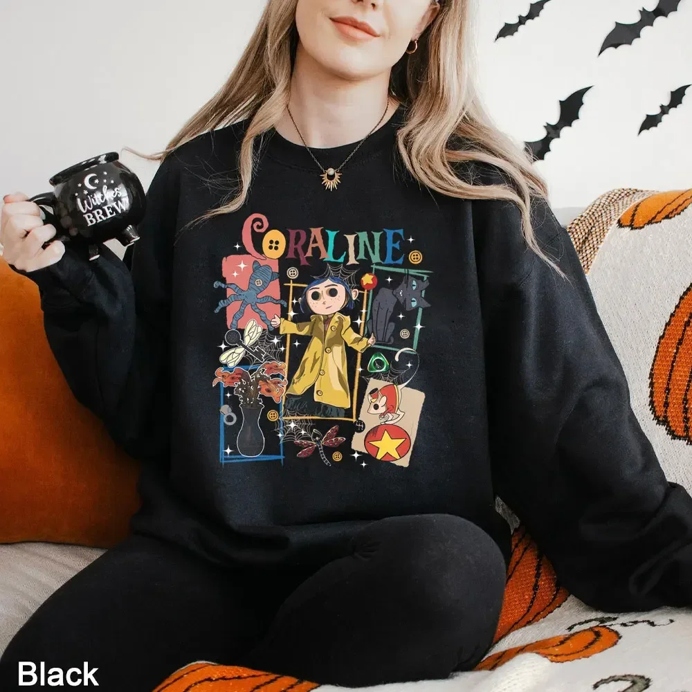 Be Wise Be Brave Be Tricky Halloween Hoodie Spooky Movie Halloween Coralin Tops Coralin Doll Sweater Coraline Movie Y2k Clothes