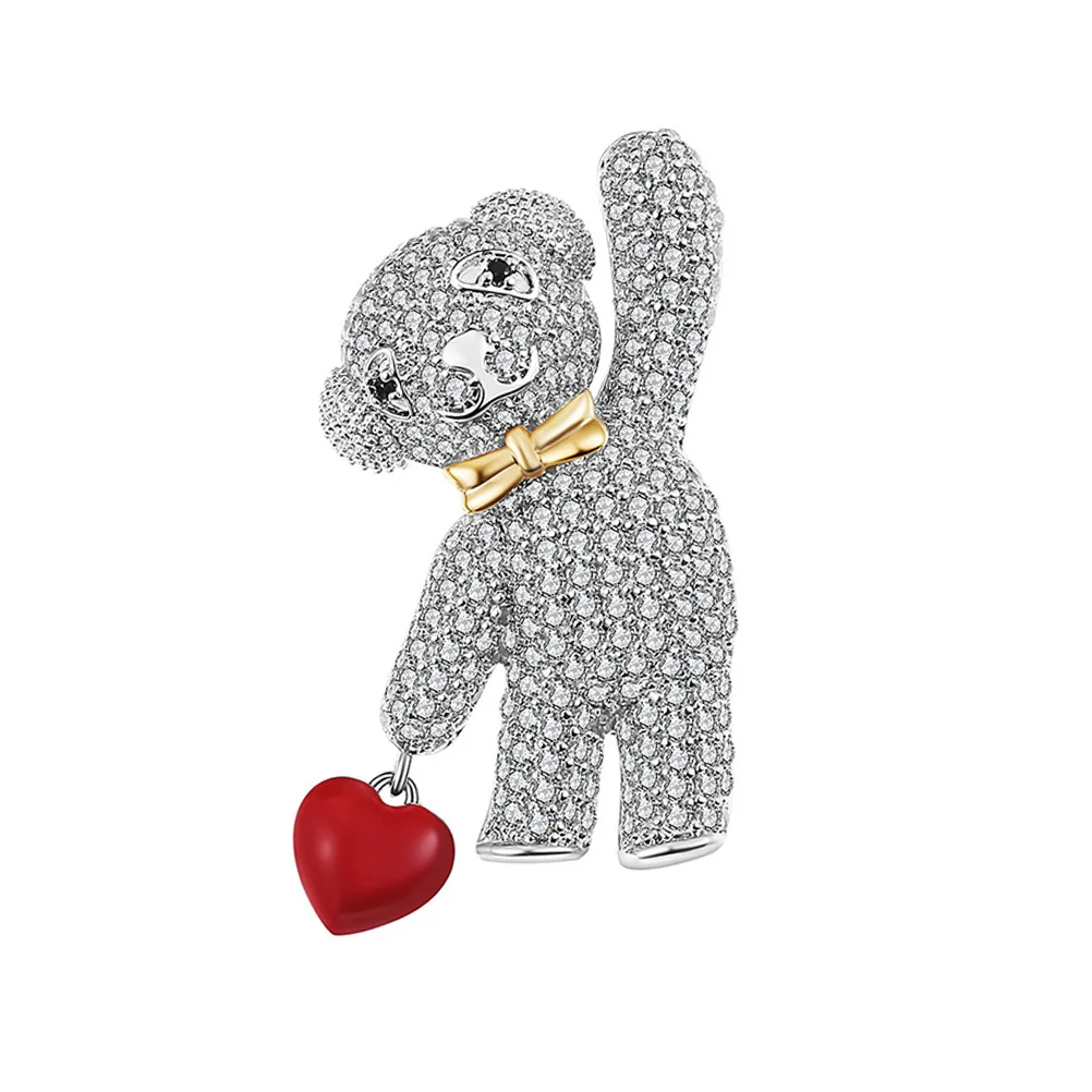 

1pc Brooch Women Bear Shape Pins Fashion Accessories Valentine Bear Shape Brooch Gifts Cartoon Chest Pin Decorative Jewelry