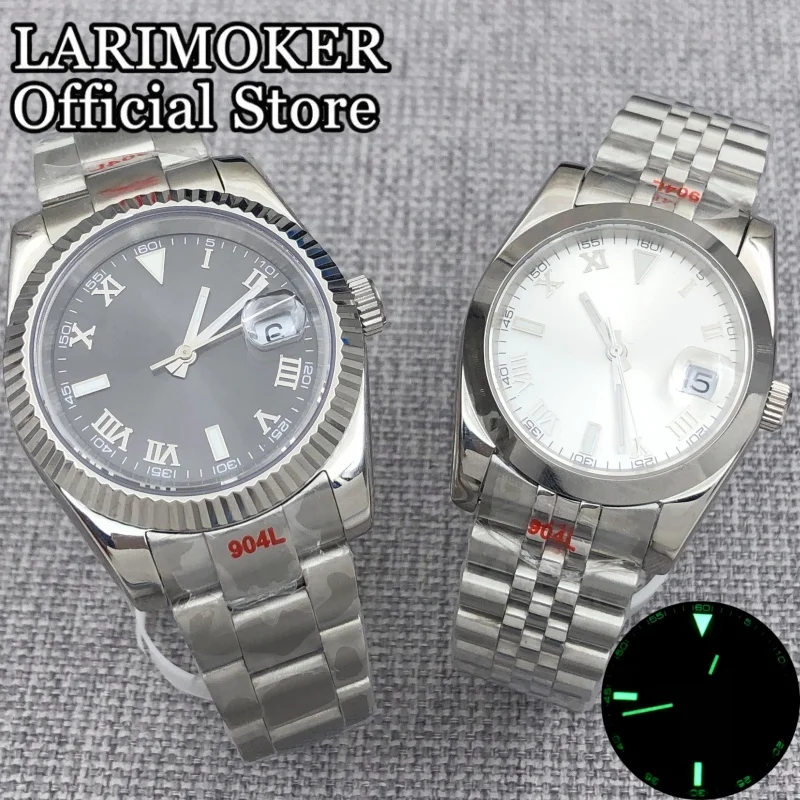 

LARIMOKER 36 мм/39 мм сапфировое стекло, нержавеющая сталь, серебряный корпус для часов с ремешком, мужские механические часы NH35 с автоматическим механизмом