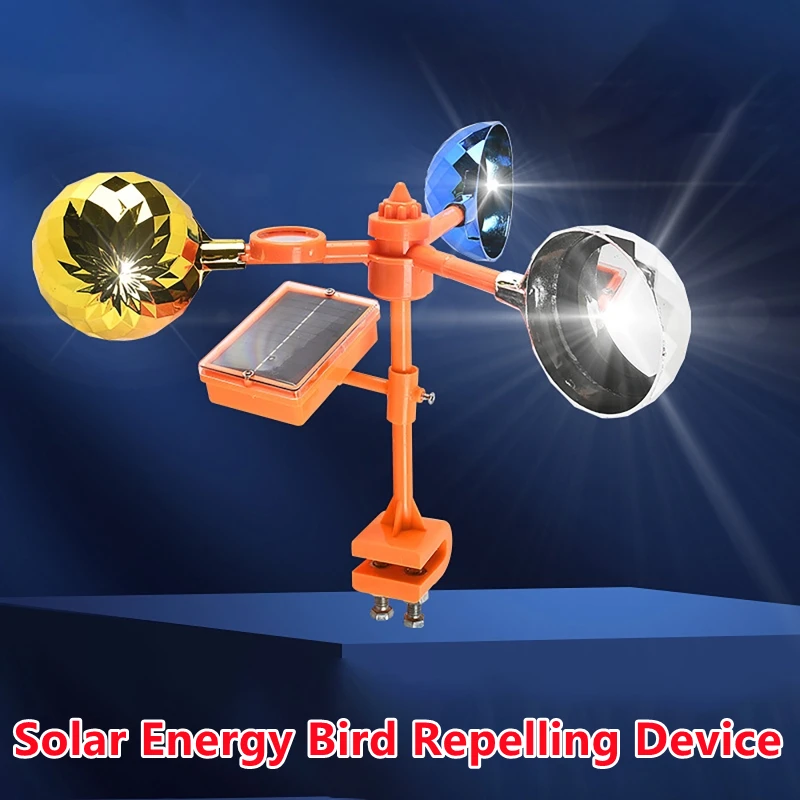 Dispositivo Repelente de Aves con Energía Solar para Granjas y Huertos, Dispositivo Espantapájaros con Voz y Reflector de Viento para Protección de Cultivos, Jardines y Estanques