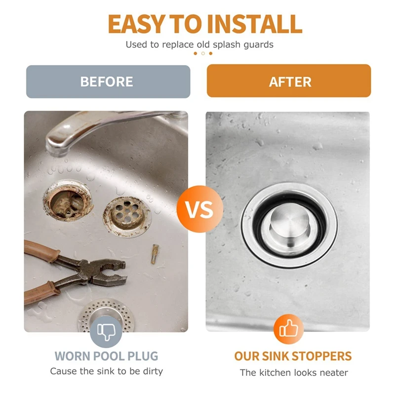 シンクストッパーステンレス鋼、つや消しキッチンシンクプラグセット、食品廃棄物アクセサリー