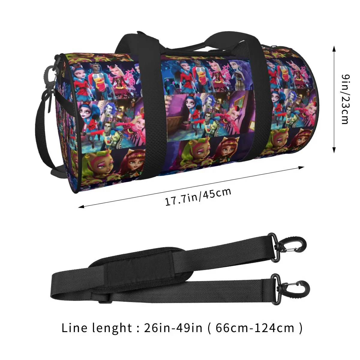 Monster High Sports Bags Luggage Gym Bag with Shoes Cute Handbags Male Female Pattern Outdoor Fitness Bag