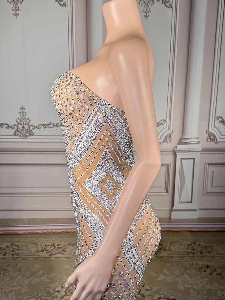 High Quality Hot Stamping Sexy Chest Wrapped Mesh Dress 2025 New Fashion Custom Women'S Clothing