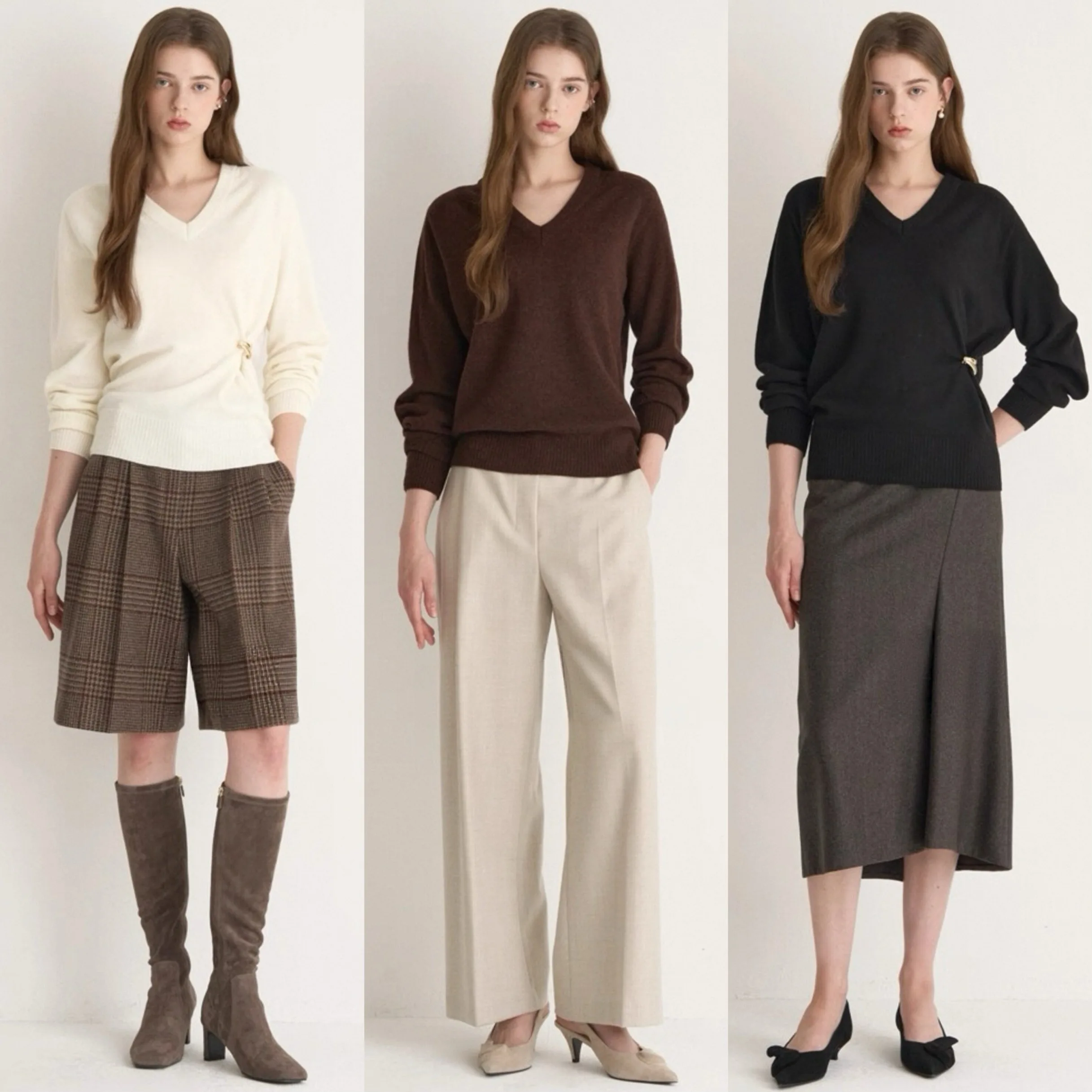 

Lemon Cheese Winter Commute V-ne Knitwear Wool Blend Slimming Long Sve Color Casual Comfortable Women's Top