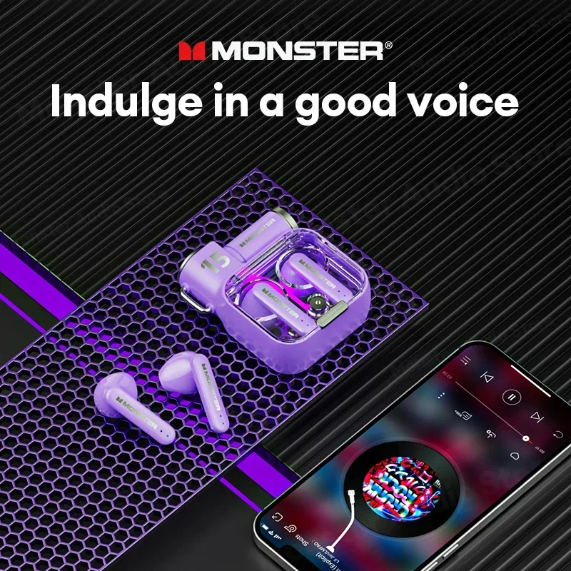 Original Monster XKT15 Bluetooth V5.3 Headphones Wireless HIFI Sound Earphones Low Latency Gaming Long Standby Headset