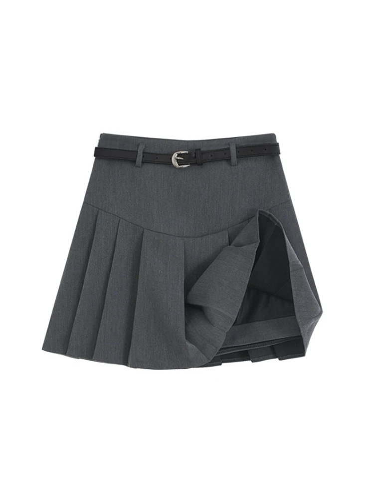 

Юбка плиссе больших размеров для женщин, весенняя, с высокой талией, приталенная, А-силуэт, корейский стиль, однотонная, для офиса