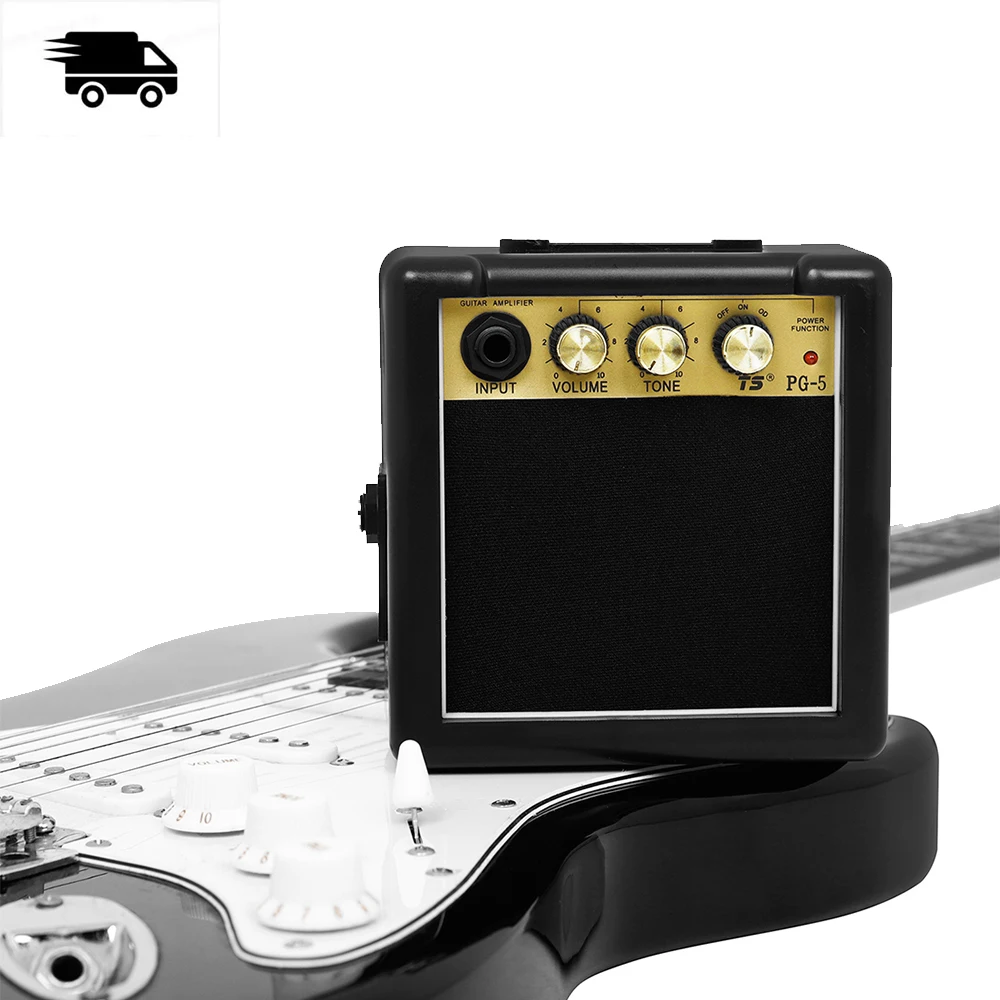 

﻿ PG-5W Guitar Amp Speaker with Back Clip Low-power Consumption Guitar Amplifier Adjustable Volume for Electric Bass Speaker
